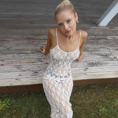 Perspectief Mesh Halter Kleding Kleine pruimenbloem Achtersteel Lang Doorzien Rok