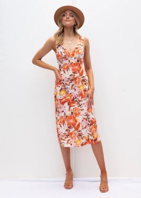 Slim fit mouwloze gedrukte jurk V nek bloemenjurk dames polyestervezel