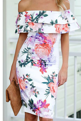 Bodice een schouder tube jurk print dames een schouder jurk slim fit
