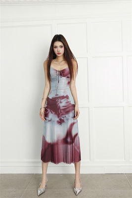 Spice Print Sexy Slip Dress Halter Slim Fit Sexy Dress Holiday Strapless Long Dress