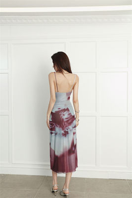 Spice Print Sexy Slip Dress Halter Slim Fit Sexy Dress Holiday Strapless Long Dress