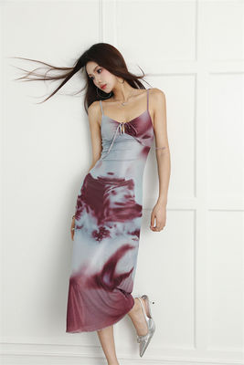 Spice Print Sexy Slip Dress Halter Slim Fit Sexy Dress Holiday Strapless Long Dress