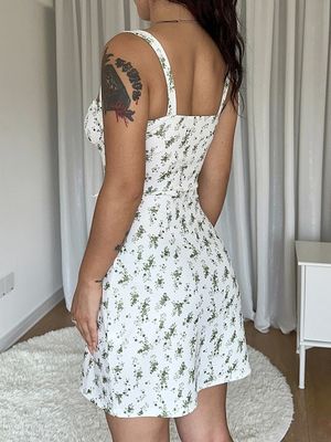 Kleine bloemige sexy slip jurk Halter Slim Fit rok Lijn Neck rok