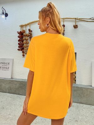 Stijlvol Comfortabel Dekal T-Shirt Vrouwen losse katoenen tanktops Vijf kwart mouw