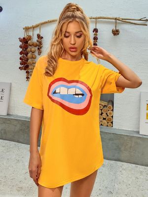 Stijlvol Comfortabel Dekal T-Shirt Vrouwen losse katoenen tanktops Vijf kwart mouw