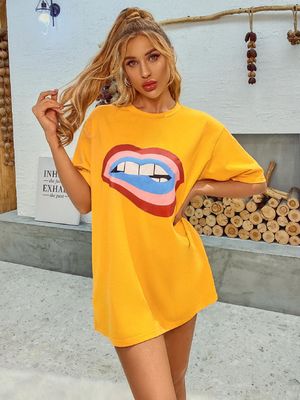 Stijlvol Comfortabel Dekal T-Shirt Vrouwen losse katoenen tanktops Vijf kwart mouw