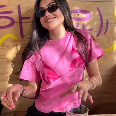 Comfortabel Stijlvol Dekal T-Shirt Geprinte Sexy Ronde Nek Kortmouw T-Shirt