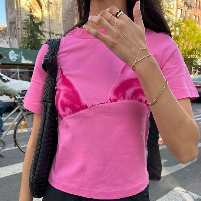 Comfortabel Stijlvol Dekal T-Shirt Geprinte Sexy Ronde Nek Kortmouw T-Shirt