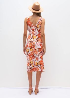 Een lijn stijl mouwloze print jurk ronde nek delicate bloemen mouwloze jurk