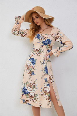 Elegante ruffled bloemige rokken voor vrouwen Multi-color mode print jurk Flared mouwen