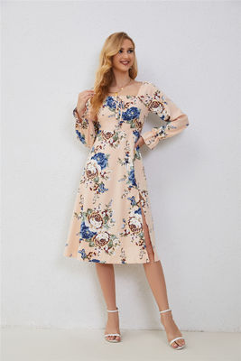 Elegante ruffled bloemige rokken voor vrouwen Multi-color mode print jurk Flared mouwen