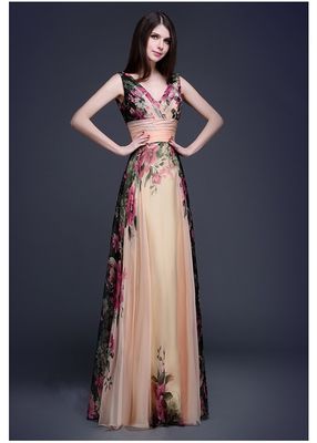 Prachtige Slim Fit avondjurken Elegante bloemenjurk met schouders