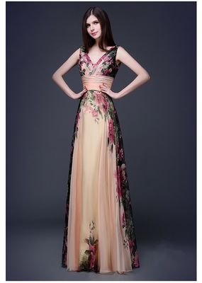 Prachtige Slim Fit avondjurken Elegante bloemenjurk met schouders