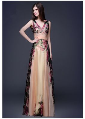 Prachtige Slim Fit avondjurken Elegante bloemenjurk met schouders