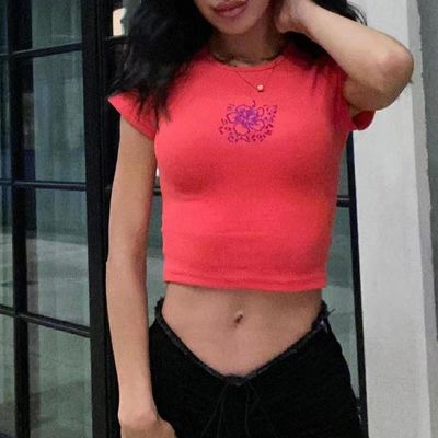 Ronde nek sexy strakke T-shirts solide kleur sexy crop strakke fit korte mouw shirt