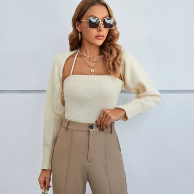 Design Sense Lace Up Outfits Fashion Sexy Little Shawl Twee stukken wol set