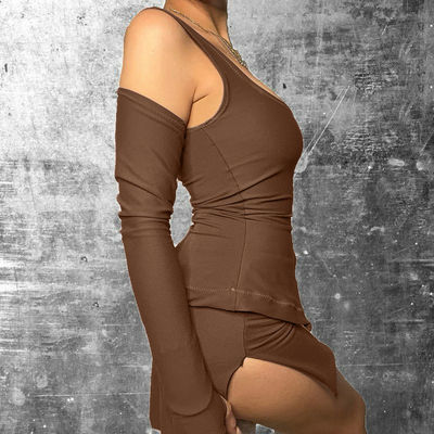Vrouwen Vakantie Reizen Sexy Sport Outfits U Neck Slim Split Short Skirt And Top Set