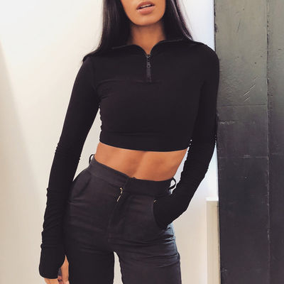 Mode sexy sport outfits lange mouwen gewas sexy workout gear hoodie shorts