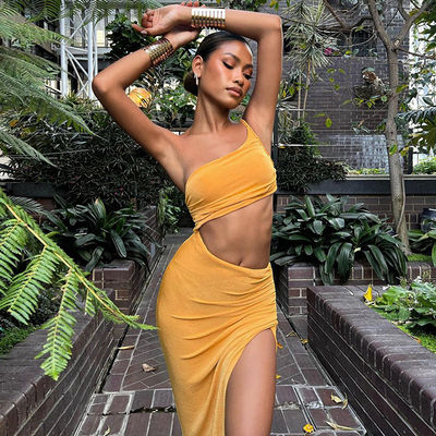 Sexy Stylish Side Holed Out Dress Strapless One Shoulder Backless Dress