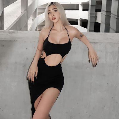 Slit Halter Neck Dress Stijlvol Sexy Backless Uitgesneden Halter Dress Slim