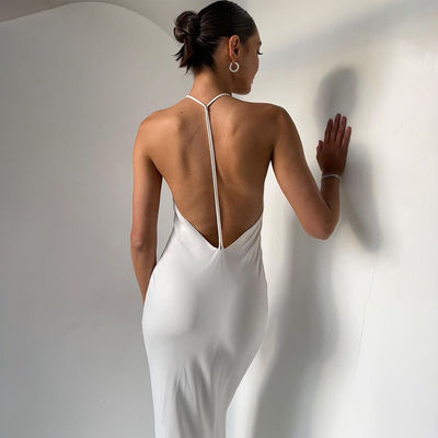 Fashion Halter Neck Dress Slim Sexy Halter Backless Dress Middenlengte Dress