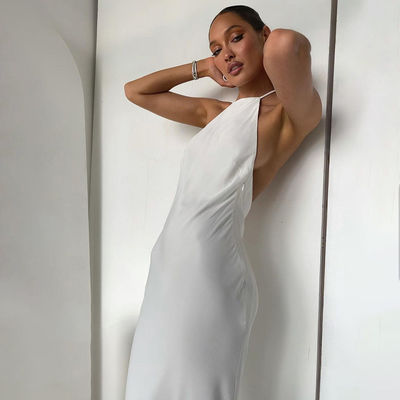 Fashion Halter Neck Dress Slim Sexy Halter Backless Dress Middenlengte Dress
