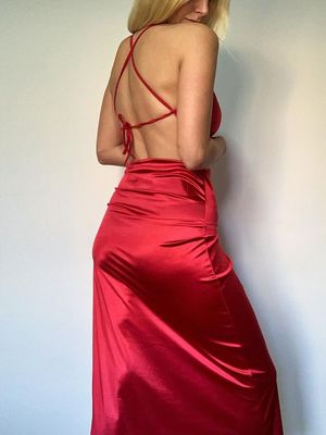 Mode heet verkopen solide kleur hangende nek achterste zonder dunne riem wikkel heup rok sexy split jurk