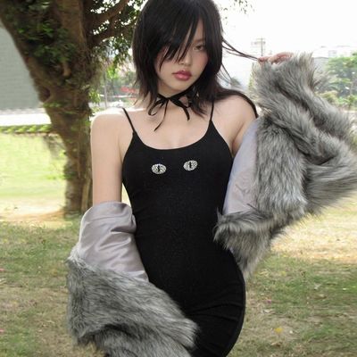 Zomer nieuwe mode sexy maat warm boor blootgestelde rugzak heup band jurk