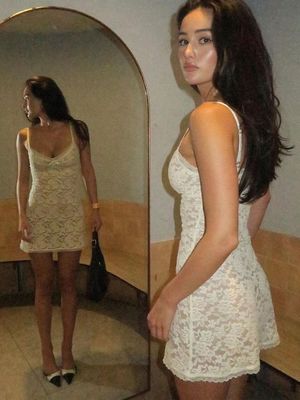 Lente en zomer nieuwe sexy spice kant perspectief jurk holle out halter tas heup rok