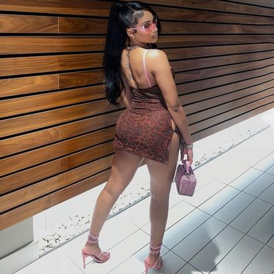 Zomer nieuwe mode print zijkant slit maat kant halter jurk