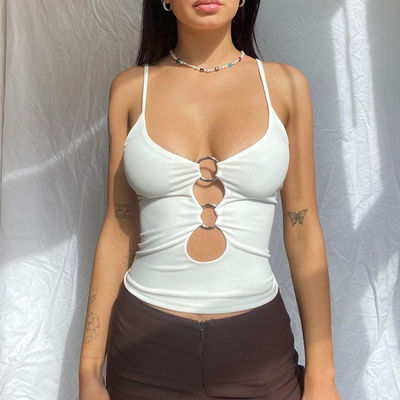 Zomermode slim vest met uitgeknipte borst en buik