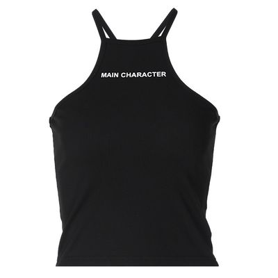Zomer nieuwe mode straat foto alfabet print sexy oogst mouwloze vest