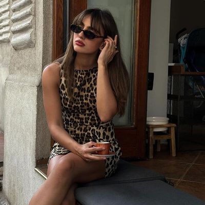 Nieuwe zomer Crew-hals Sleeveless Leopard Print Sexy Strak Wrap Hip Kleding