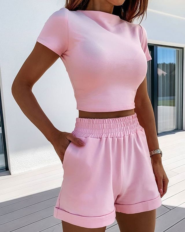 Solid kleur sexy sport outfits strak sexy mode ontspanning sport pak vrouw