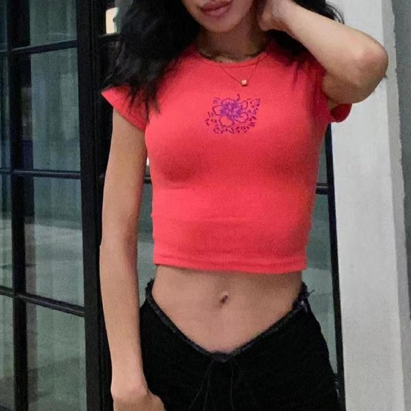 Ronde nek sexy strakke T-shirts solide kleur sexy crop strakke fit korte mouw shirt