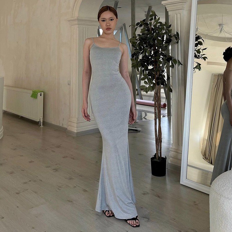 Europese en Amerikaanse stijl vrouwen zomerse nieuwe sexy één lijn kraag vlinder brandpatroon taille afslanking halter jurk